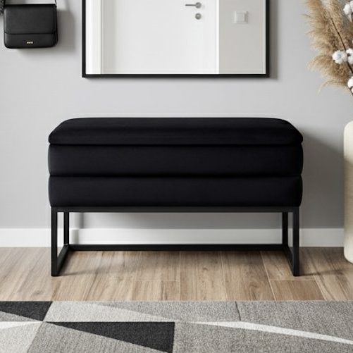 Ławka ze schowkiem Reno 2 na czarnym stelażu WYBÓR KOLORÓW