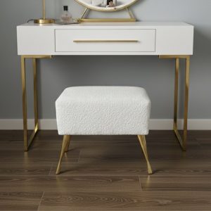 Pufa "Glam" biała BOUCLE baranek