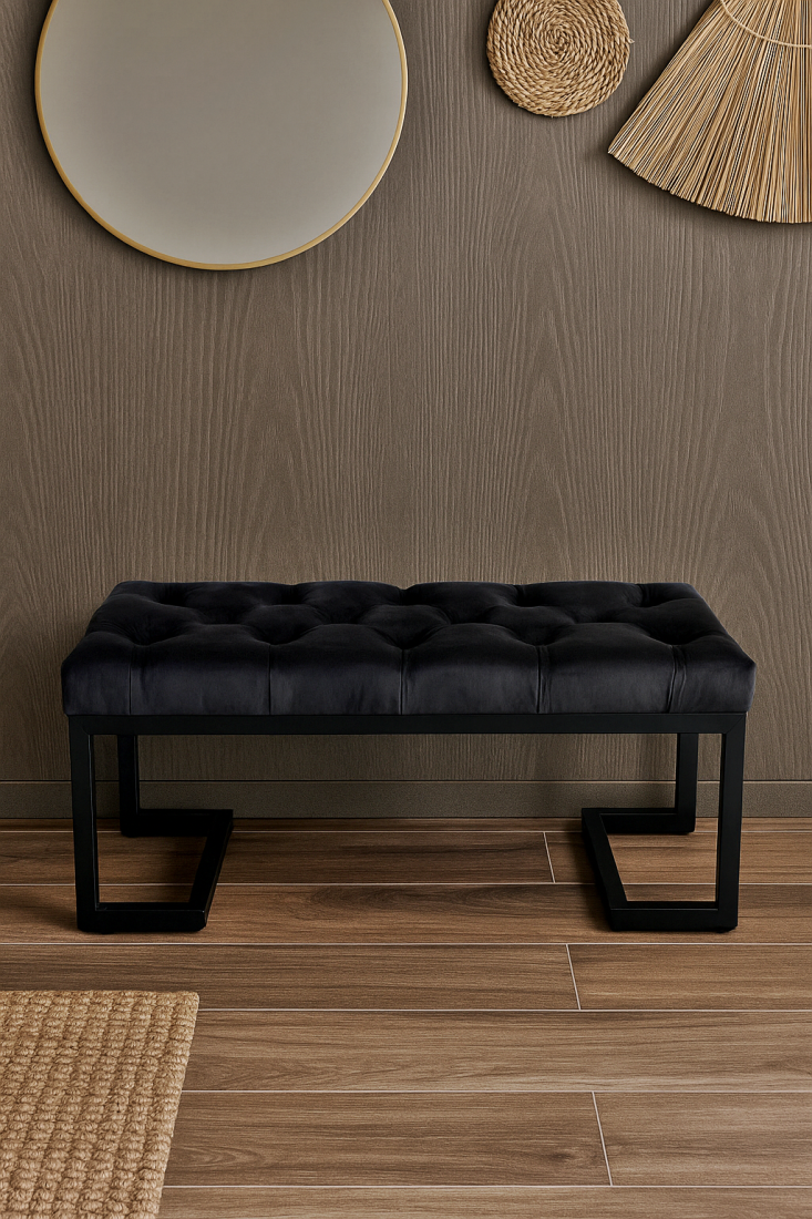 Ławka Chesterfield tapicerowana czarna