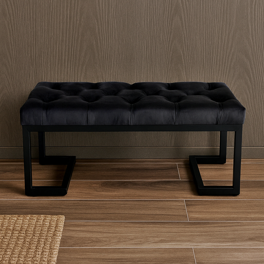 Ławka Chesterfield tapicerowana czarna